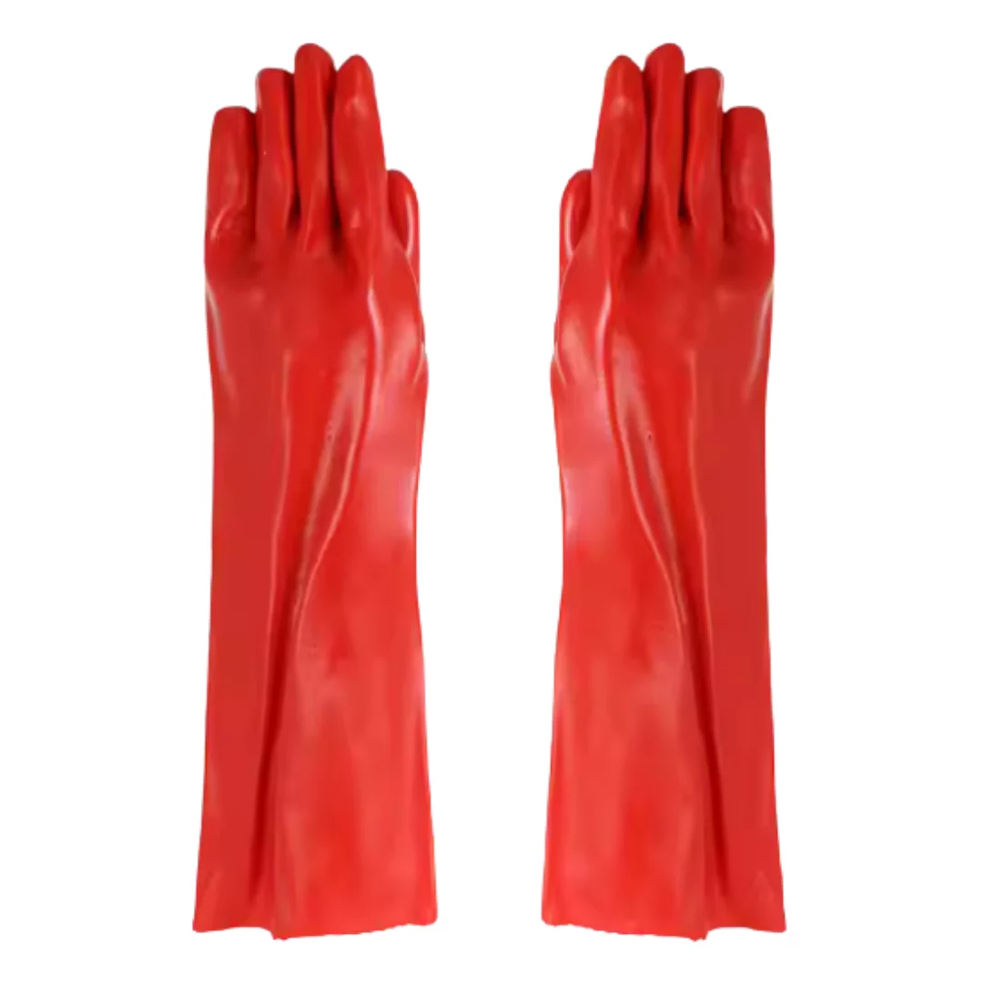 Interlocking Liner Red PVC Dipping Gloves A1
