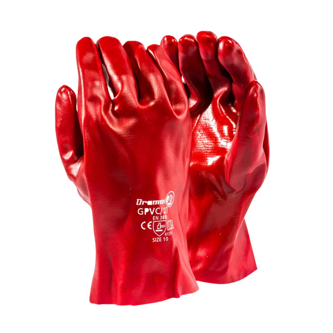 Red PVC Open Cuff Gloves