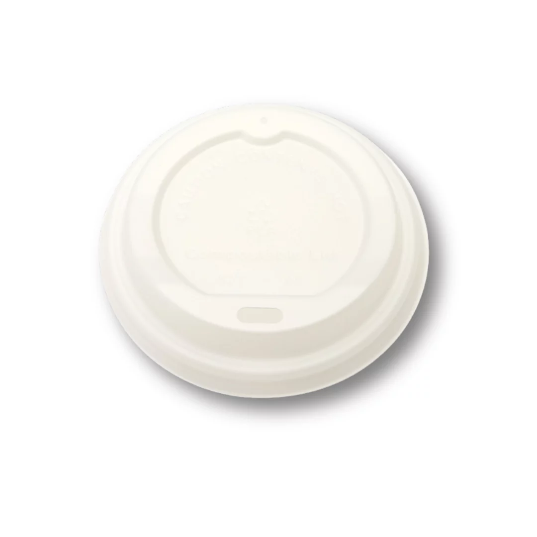 White CPLA Compostable Coffee Cup Lid | 250ml