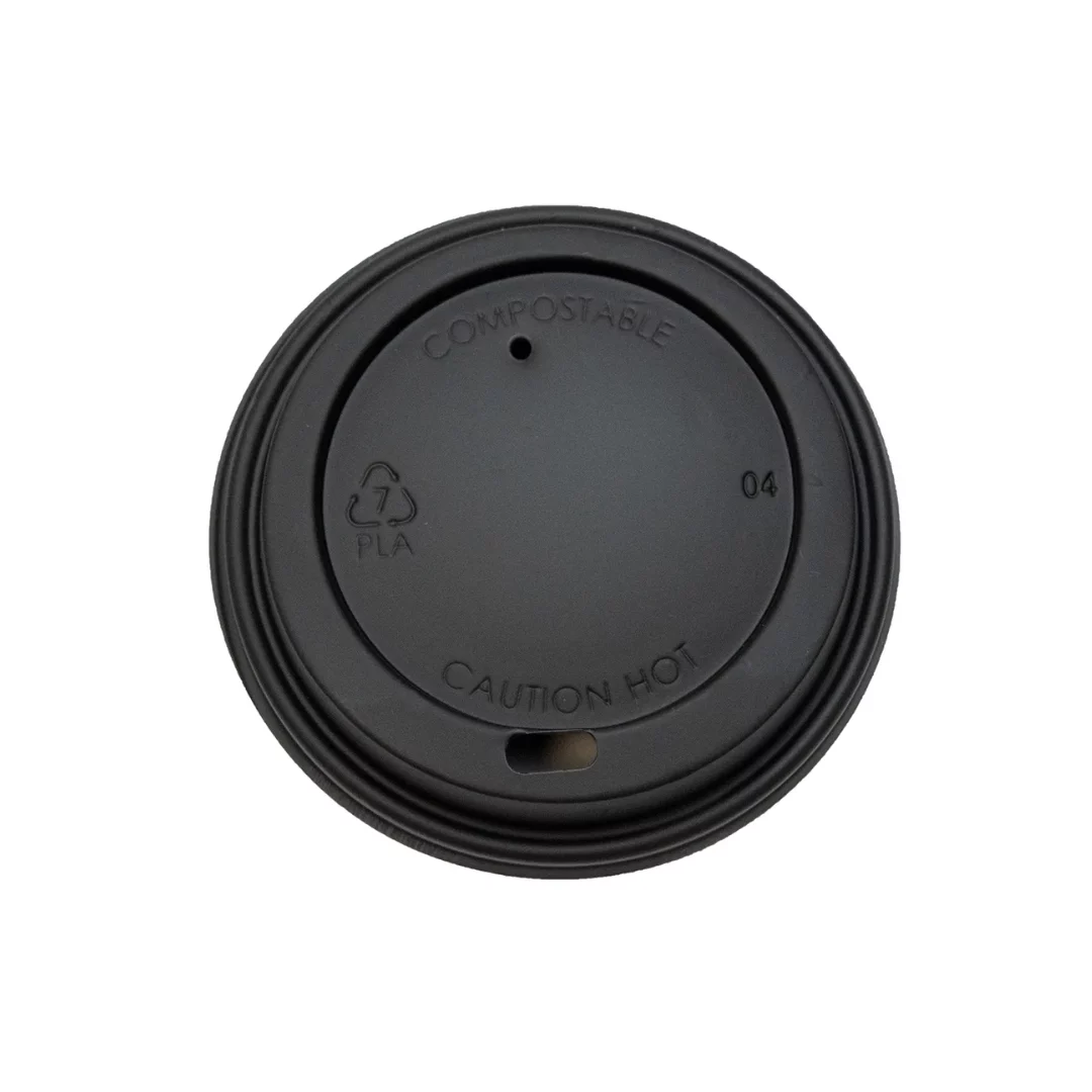 Black CPLA Compostable Coffee Cup Lid | 250ml