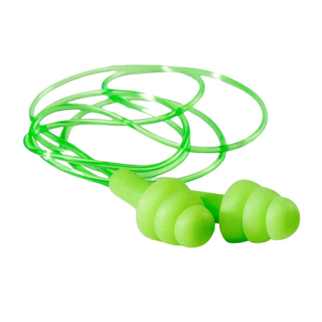 Green Mushroom Re-Usable Earplug Green Cord