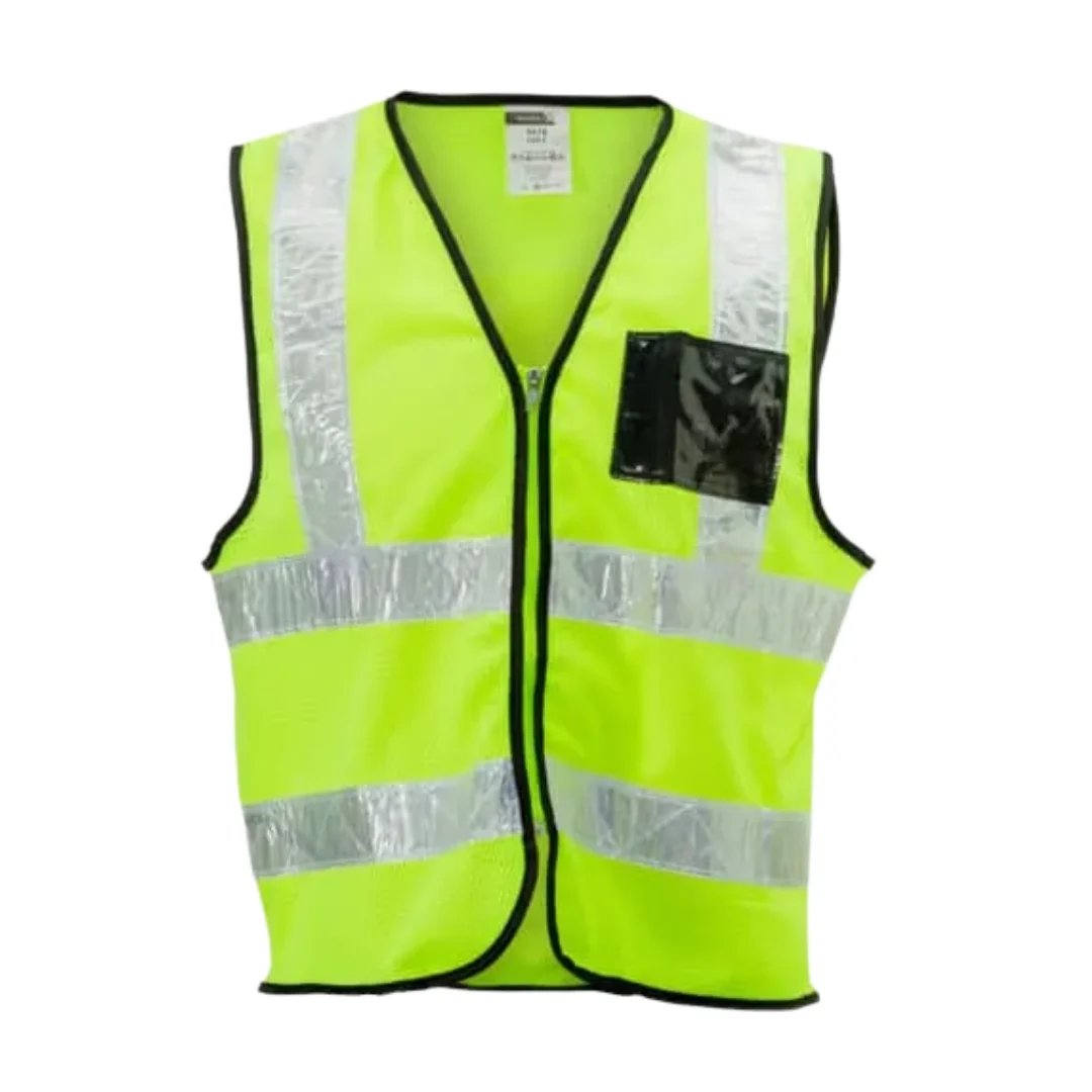 Lime Mesh Vest Zip ID White PVC Tape